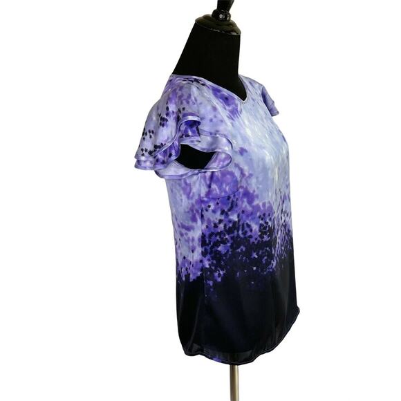 MICHAEL KORS Purple Print Short Sleeves Blouse Size 2 - Picture 8 of 9